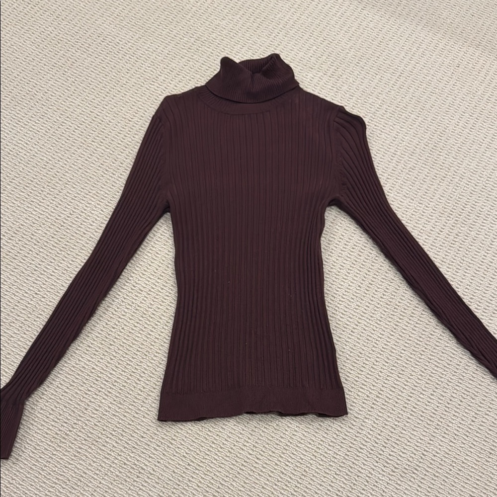 New Look Dark Brown Ribbed Turtleneck Sweater